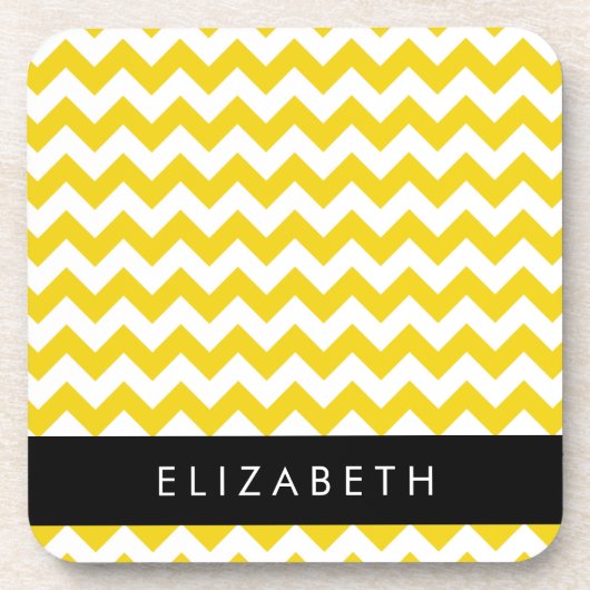 Yellow Zigzag, gelb Zickzack, Ihr Name Getränkeuntersetzer (Vorderseite)