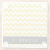 Yellow Zigzag, gelb Zickzack, Ihr Name Glasuntersetzer (Rückseite)