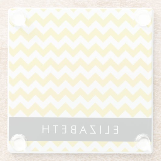 Yellow Zigzag, gelb Zickzack, Ihr Name Glasuntersetzer (Rückseite)