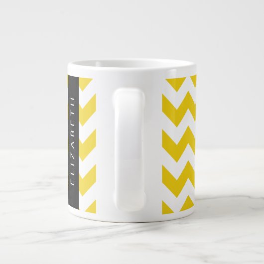 Yellow Zigzag, gelb Zickzack, Ihr Name Jumbo-Tasse (Rückseite)