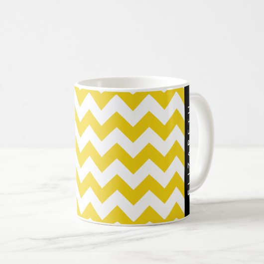 Yellow Zigzag, gelb Zickzack, Ihr Name Kaffeetasse (VorderseiteRechts)