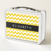 Yellow Zigzag, gelb Zickzack, Ihr Name Metall Brotdose (Rückseite)