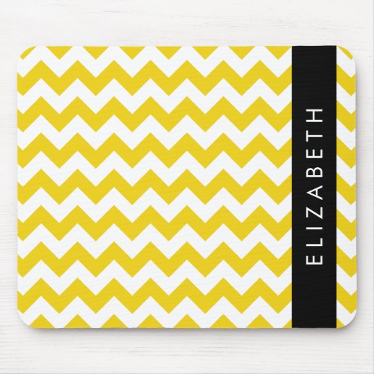 Yellow Zigzag, gelb Zickzack, Ihr Name Mousepad (Vorne)