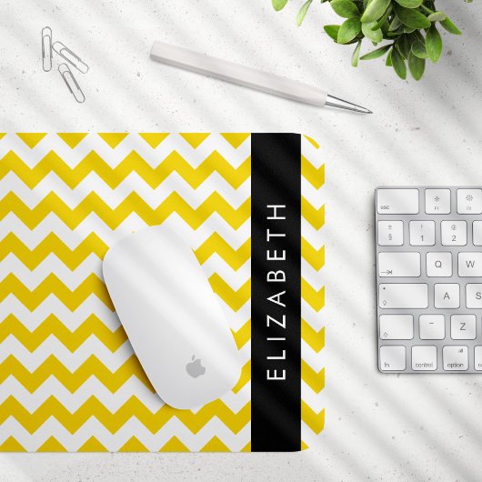 Yellow Zigzag, gelb Zickzack, Ihr Name Mousepad