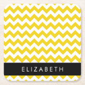 Yellow Zigzag, gelb Zickzack, Ihr Name Rechteckiger Pappuntersetzer (Vorderseite)