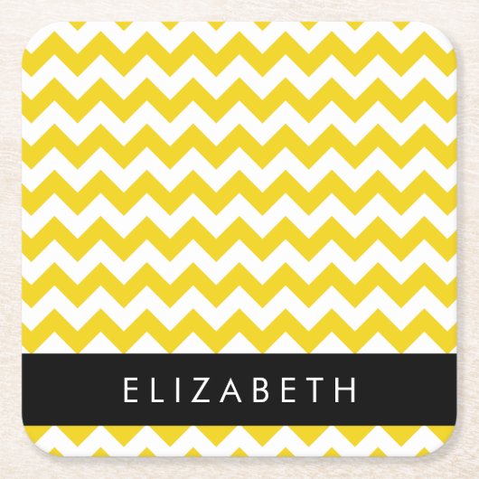 Yellow Zigzag, gelb Zickzack, Ihr Name Rechteckiger Pappuntersetzer (Vorderseite)