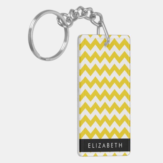Yellow Zigzag, gelb Zickzack, Ihr Name Schlüsselanhänger (Vorderseite links)