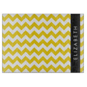 Yellow Zigzag, gelb Zickzack, Ihr Name Schneidebrett (Vorderseite)