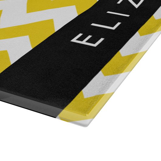 Yellow Zigzag, gelb Zickzack, Ihr Name Schneidebrett (Ecke)