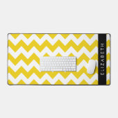 Yellow Zigzag, gelb Zickzack, Ihr Name Schreibtischunterlage (Tastatur & Maus)