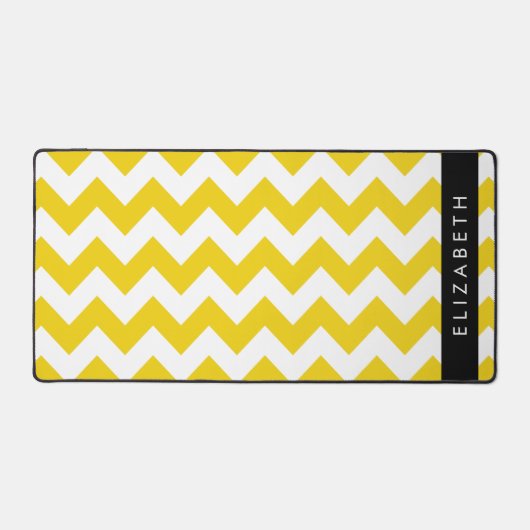 Yellow Zigzag, gelb Zickzack, Ihr Name Schreibtischunterlage (Vorderseite)