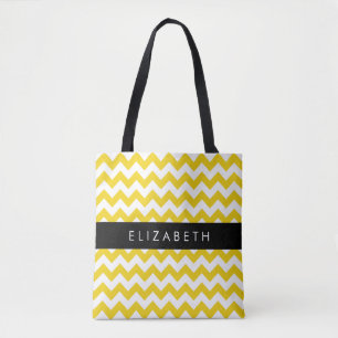 Yellow Zigzag, gelb Zickzack, Ihr Name Tasche