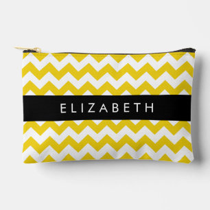 Yellow Zigzag, gelb Zickzack, Ihr Name Zubehörtasche