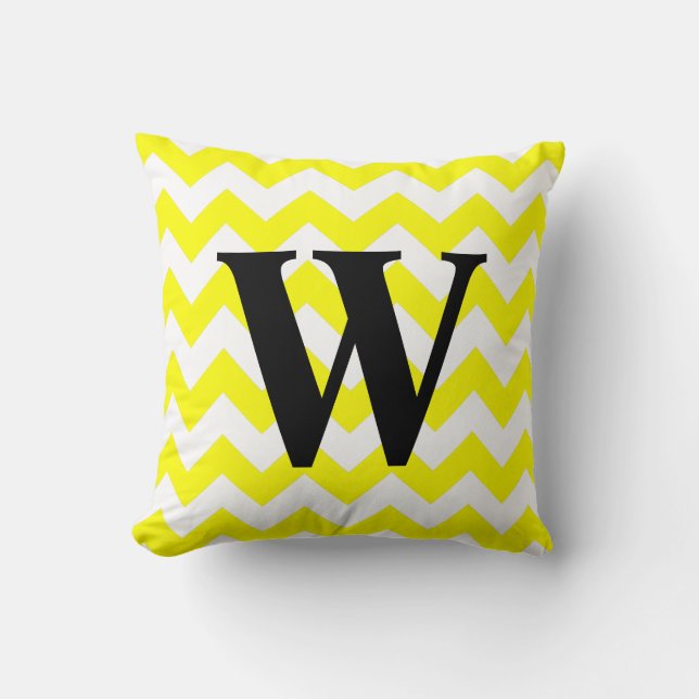 Yellow Zigzag Monogram Kissen (Vorderseite)