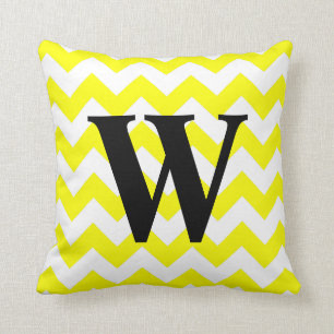Yellow Zigzag Monogram Kissen
