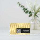 Yellow Zigzag QR Code Geologist Business Card Visitenkarte (Stehend Vorderseite)