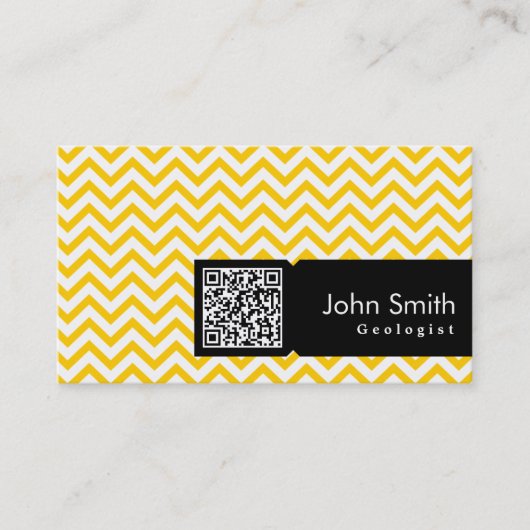 Yellow Zigzag QR Code Geologist Business Card Visitenkarte (Vorderseite)