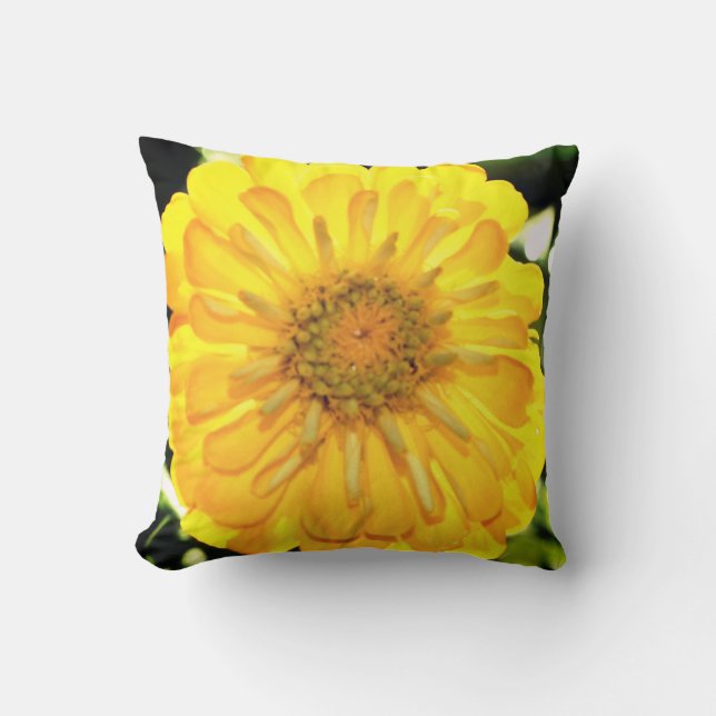 Yellow Zinnia Kissen (Vorderseite)