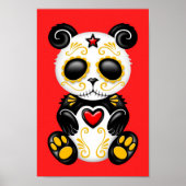 Yellow Zombie Sugar Panda auf Red Poster (Vorne)