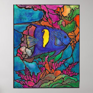 Yellowbar Angelfish Coral Reef Gemälde Poster