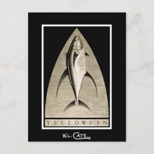 Yellowfin Vintage Schwarz-Weiß-Postkarten Postkarte