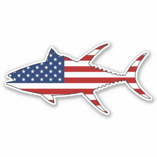 Yellowfine Thunfisch mit US-Flagge Aufkleber (Vorderseite)