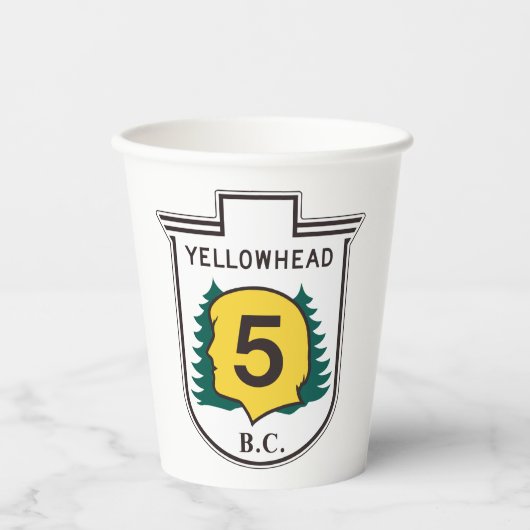 Yellowhead Road Sign Pappbecher (Vorderseite)