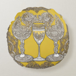 Yellown auf der Lace AI art Rundes Kissen