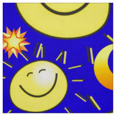 YellowOrange Stars Sun Moon Blue Fabric Stoff (Muster)