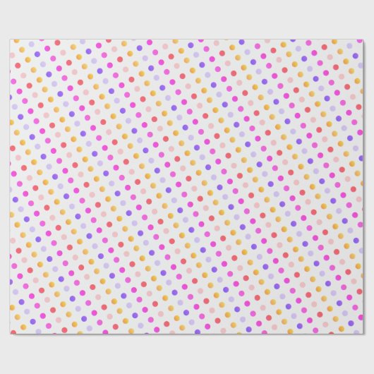 Yellows Pfirsiche Pinks und Lila Polka Dot Muster Geschenkpapier (Flach)