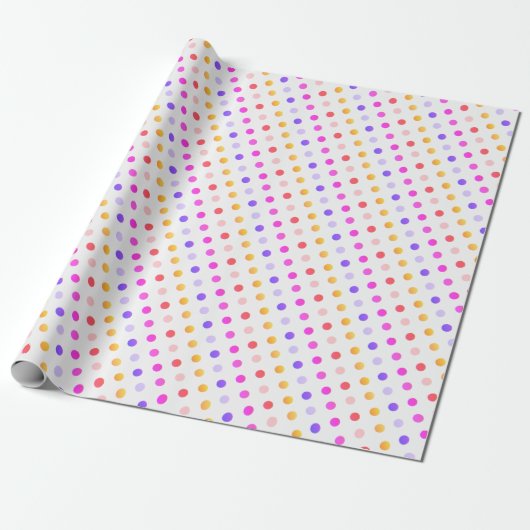Yellows Pfirsiche Pinks und Lila Polka Dot Muster Geschenkpapier (Ungerollt)