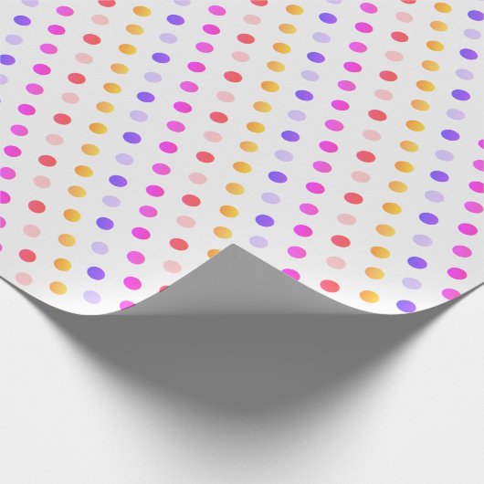 Yellows Pfirsiche Pinks und Lila Polka Dot Muster Geschenkpapier (Ecke)