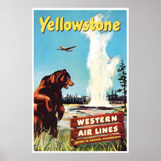 Yellowstone Art National Park Print Western Travel Poster