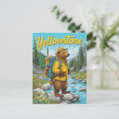 Yellowstone Bear Ranger Vintag Postkarte (Stehend Vorderseite)