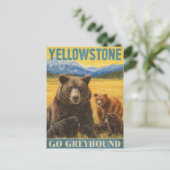 Yellowstone Bears Vintage Travel Postkarte (Stehend Vorderseite)