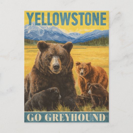 Yellowstone Bears Vintage Travel Postkarte (Vorderseite)