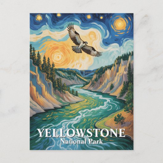 Yellowstone Bird Osprey Van Gogh Starry Night Postkarte (Vorderseite)