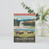 Yellowstone Bison am See Postkarte (Stehend Vorderseite)