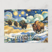 Yellowstone Bison Herd Van Gogh Stil Benutzerdefin Postkarte (Vorderseite)