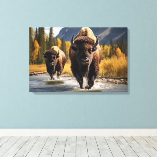 Yellowstone Bison Leinwand Art (Insitu (Holzboden))