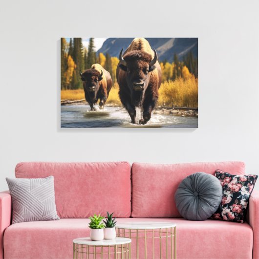 Yellowstone Bison Leinwand Art (Insitu (Wohnzimmer))