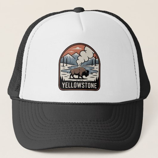 Yellowstone-Bison-Retro-Park-Abzeichen Truckerkappe (Vorderseite)