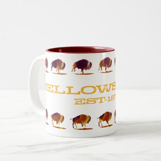 Yellowstone Bison Running Zweifarbige Tasse (Vorderseite Links)