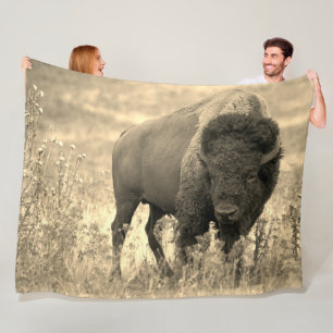 Yellowstone Buffalo Nature Scene Fleecedecke