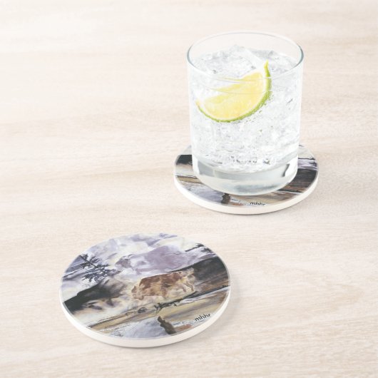 Yellowstone-Büffel im Winter-Untersetzer Untersetzer (Seite)