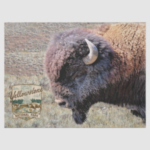 Yellowstone-Büffel mit Park-Logo Seidenpapier
