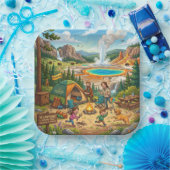 Yellowstone-Camping-Familienabenteuer Pappteller (Party)