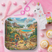 Yellowstone-Camping-Familienabenteuer Pappteller (Party)