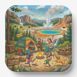 Yellowstone-Camping-Familienabenteuer Pappteller