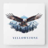 Yellowstone Eagle Quadratische Wanduhr (Vorderseite)